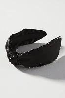 Everly Satin Studded Knot Headband