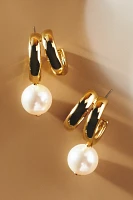 NADRI Farrah Pearl Drop Double Hoop Earrings