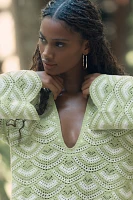 Celandine Crochet Long-Sleeve Mini Kaftan