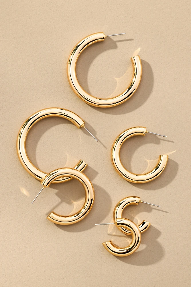 Triple Hoop Earrings, Set of 3