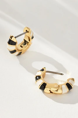 Clare V. Enamel Stripe Huggie Hoop Earrings