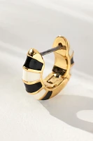 Clare V. Enamel Stripe Huggie Hoop Earrings