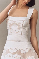 BHLDN Appliqué Square-Neck Fit & Flare Midi Dress