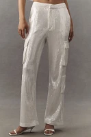 Endless Rose Sequin Low-Rise Wide-Leg Cargo Pants