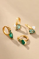 Crystal & Stone Huggie Hoop Earrings, Set of 2