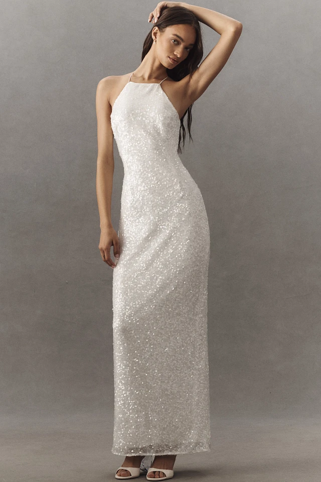 Sachin & Babi Morgan Halter Cut-Out Sequin Slim Maxi Dress at MarketFair  Shoppes in Princeton, NJ