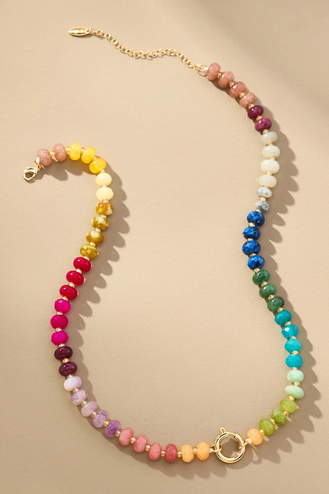 Rainbow Stone Charm Necklace