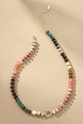 Rainbow Stone Charm Necklace