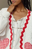 Flat White Quilted Heart Patch Vest