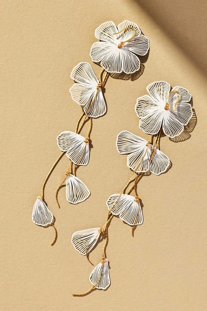 Long Flower Drop Earrings