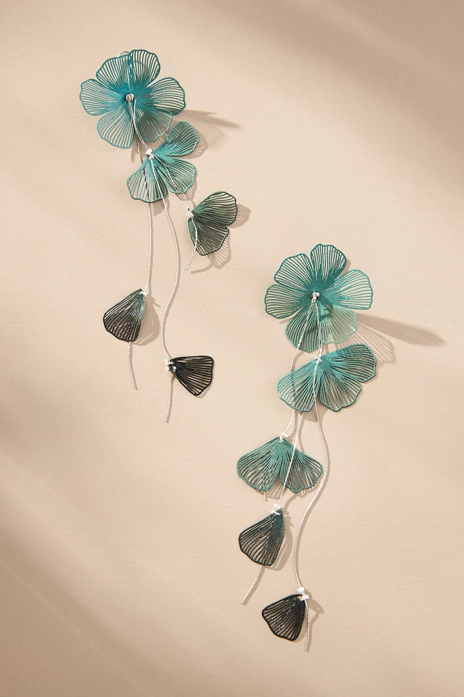 Long Flower Drop Earrings