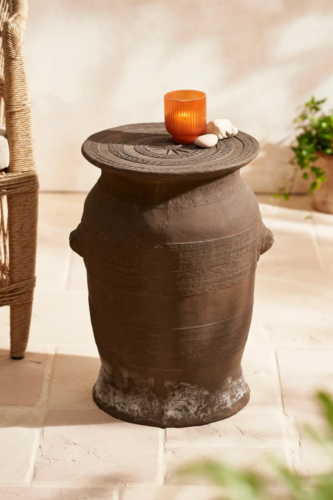 Cast Stone Side Table, Black