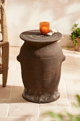 Cast Stone Side Table, Black