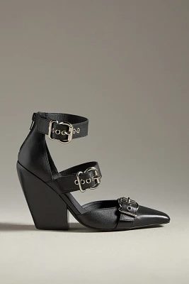 Jeffrey Campbell Evander Moto Wood-Bottom Heels