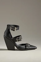 Jeffrey Campbell Evander Moto Wood-Bottom Heels