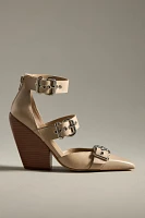 Jeffrey Campbell Evander Moto Wood-Bottom Heels