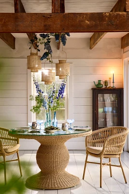 Pedestal All Weather Wicker Dining Table