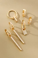 Mixed Pavé Huggie Earrings, Set of 3