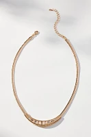 Crystal Ribbed Snake Chain Collar Necklace