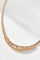 Crystal Ribbed Snake Chain Collar Necklace