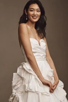 OUMA Alix Strapless Taffeta Ruffle Wedding Gown