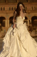 OUMA Alix Strapless Taffeta Ruffle Wedding Gown