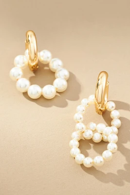 Asymmetrical Pearl Hoop Huggie Earrings