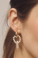 Asymmetrical Pearl Hoop Huggie Earrings