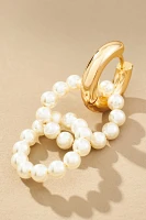 Asymmetrical Pearl Hoop Huggie Earrings