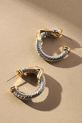 Two-Tone Cable Hoop Earrings