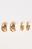Molten Huggie Hoop Earrings, Set of 2
