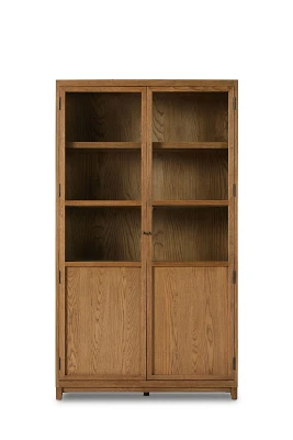 Millie Oak Panel & Glass Door Double Cabinet