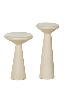 Ravine Round Concrete Pedestal Accent Tables, Set of 2