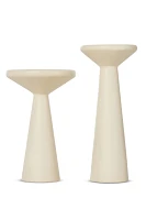 Ravine Round Concrete Pedestal Accent Tables, Set of 2