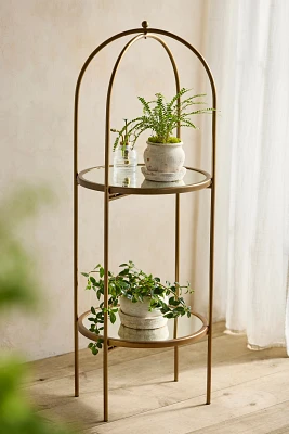 Antique Gold Two-Tier Plant Stand
