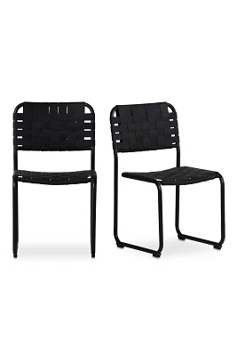 Moma Woven Leather Dining Chairs, Set of 2