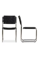 Moma Stainless Steel Woven Leather Dining Chairs, Set of 2