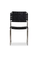 Moma Stainless Steel Woven Leather Dining Chairs, Set of 2