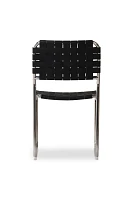 Moma Stainless Steel Woven Leather Dining Chairs, Set of 2