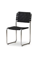 Moma Stainless Steel Woven Leather Dining Chairs, Set of 2