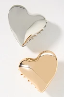 Metallic Heart Hair Claw Clips, Set of 2