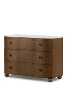 Tiago Marble-Top Three-Drawer Oak Chest