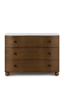 Tiago Marble-Top Three-Drawer Oak Chest