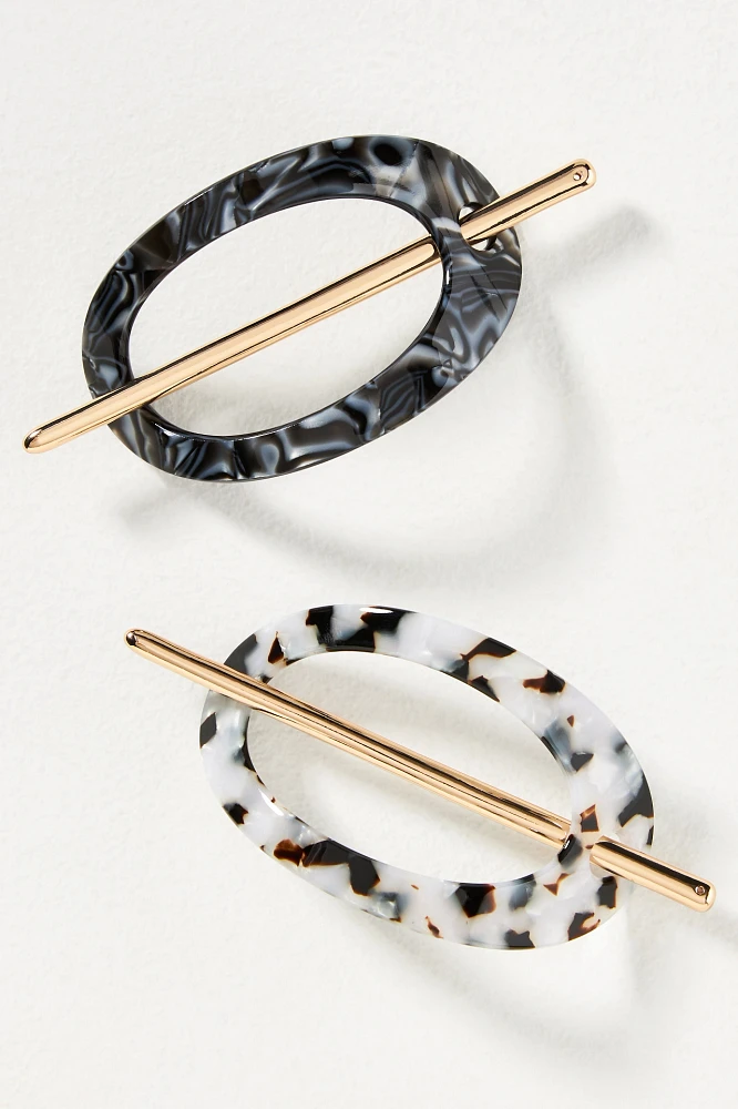 Oval Resin Hair Pins, Set of 2