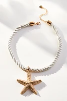 Starfish Shell Charm Rope Necklace