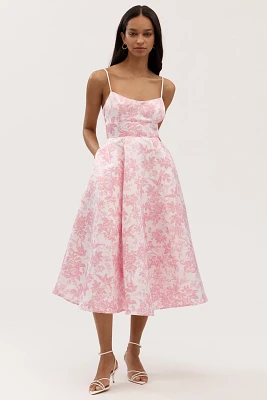 BHLDN Gabriella A-Line Duchess Satin Midi Dress