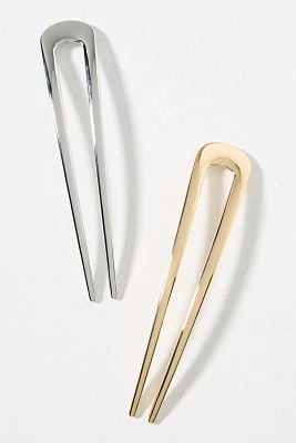 Metal French Hair Pins, Set of 2