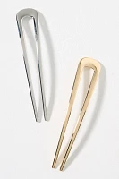 Metal French Hair Pins, Set of 2