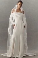 Twigs & Honey French Lace-Trim Tulle Chapel Veil