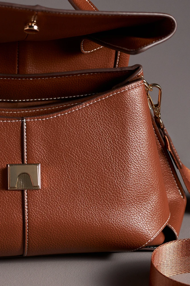 Foldover Top-Handle Satchel